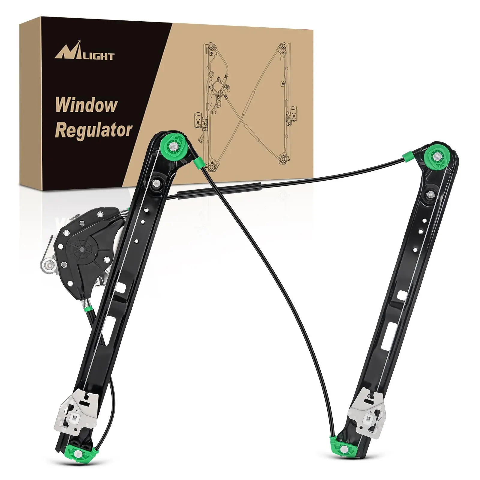 Nilight 740-484 Sturdy, Corrosion Resistant, Durable, Low Noise Front & Rear Driver Side Power Window Regulator for BMW E46 Series (1999-2005 323i,325i,325xi,328i,330i,330xi) - Precision Fit, Plug-In Wiring Automotive Car Repair Part, Low Noise Operation,