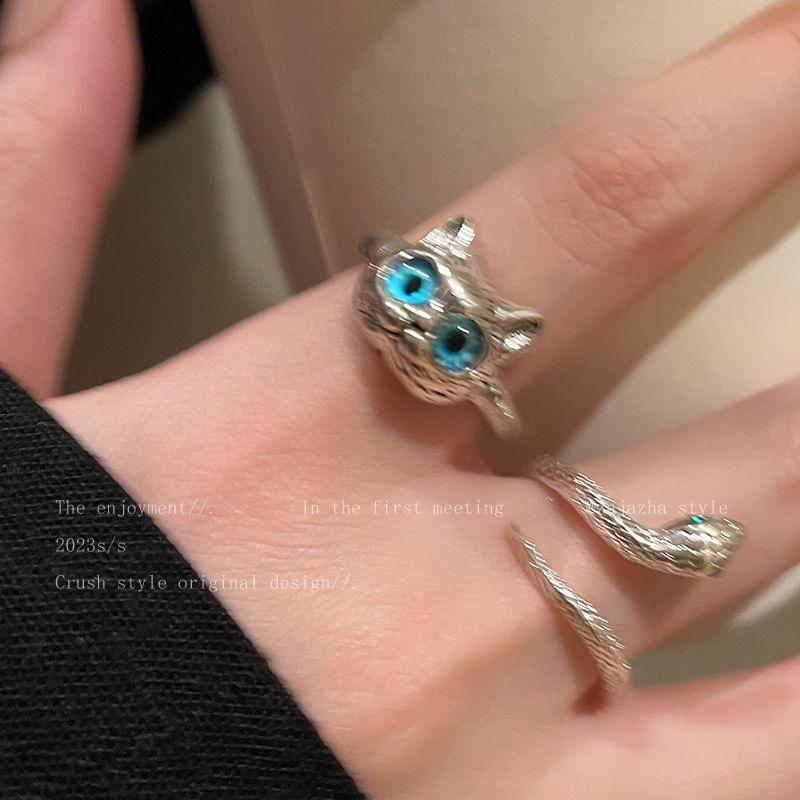 Cat Snake Ring for Women 2023 New Fashionable and Unique Minimalist Style Index Finger Ring Elegant Internet Celebrity Friendship Ring