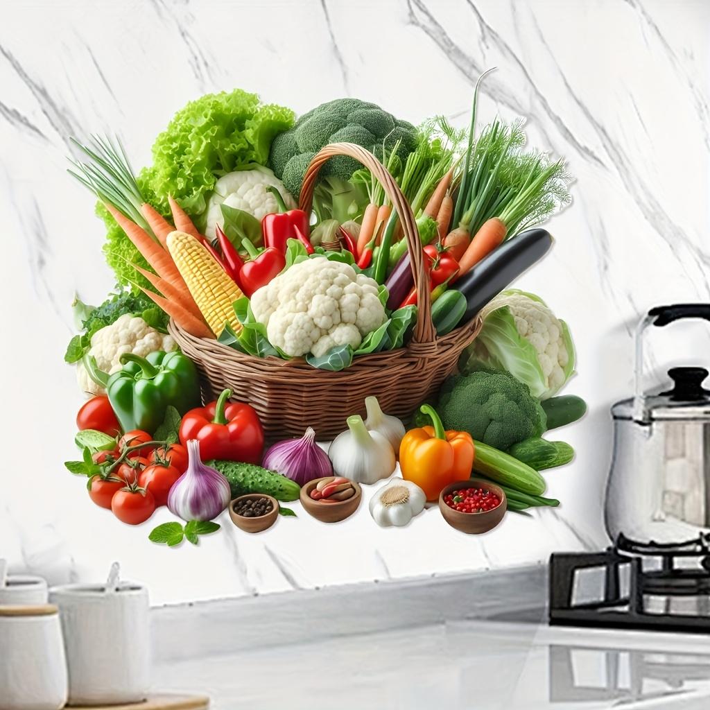 Self-Adhesive Removable Vegetable Fruit Wall Decal, Kitchen Living Room Decoration, Easy Peel & Stick Vinyl Art, Home Decor Sticker