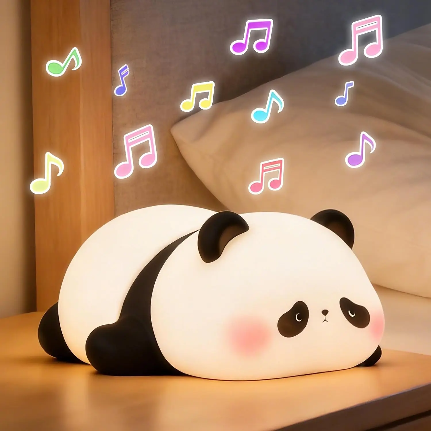 Panda Night Light with White Noise, Sound Machine for Baby Toddler, Silicone Squishy Sleep Trainer, Dimmable Rechargeable Nursery Nightlight, Kids Sleep Aid, Room Decor, Cute Gifts for Girls