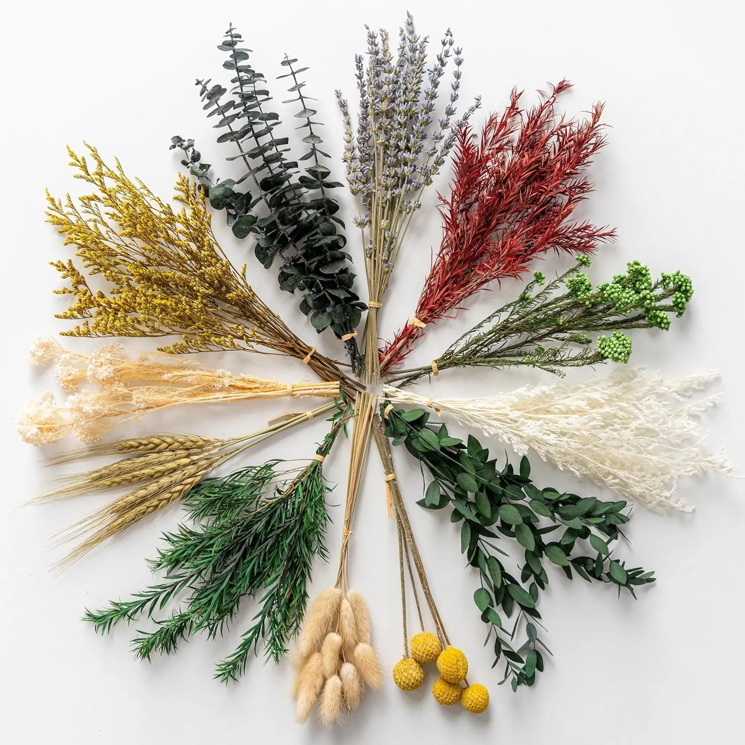 12 Kinds Handmade Dried Flowers Set, Including Lavender, Eucalyptus, Wheat, Bunny Tails, Suitable for DIY Crafts, Vase Decor, Wedding, Home, Birthday, Seasonal Decoration