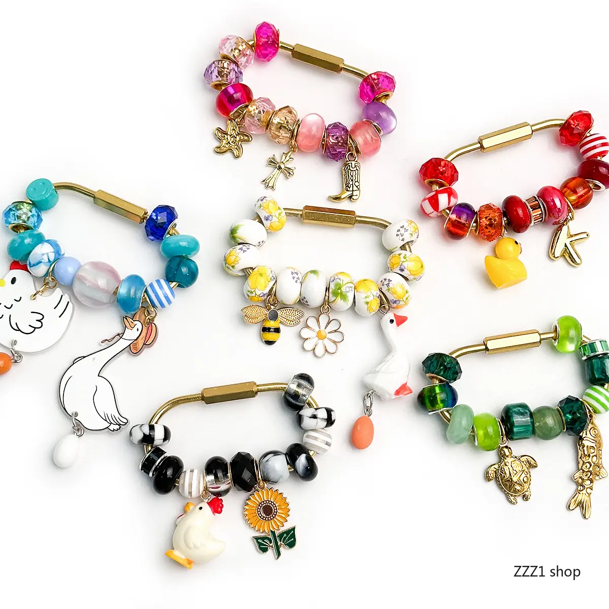 Bag Charm, Trending Jewelry Making Accessory, Pandora Style Cartoon Beaded Keychain, DIY Custom Animal Pendant Hanging Ornament, Smooth Polished Bead Craft, Unisex Cute Decor, Great For Backpack Styling, Handmade Projects And Teen Friendship Gift Selectio