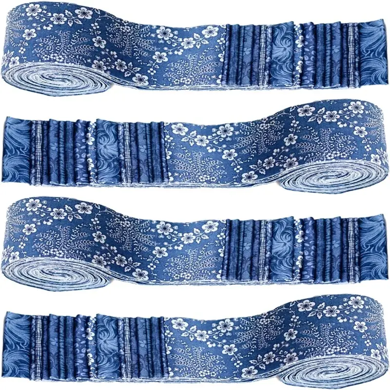 40 Pieces 6.5 x 50cm Blue Tone Pre Cut Fabric Bundle Precut Quilting Fabric For Hand Sewing Quilting Doll Making Bag Decoration Home Decor Hand Wash Only Sewing Supplies For DIY Sewing Projects Beginners And Professionals