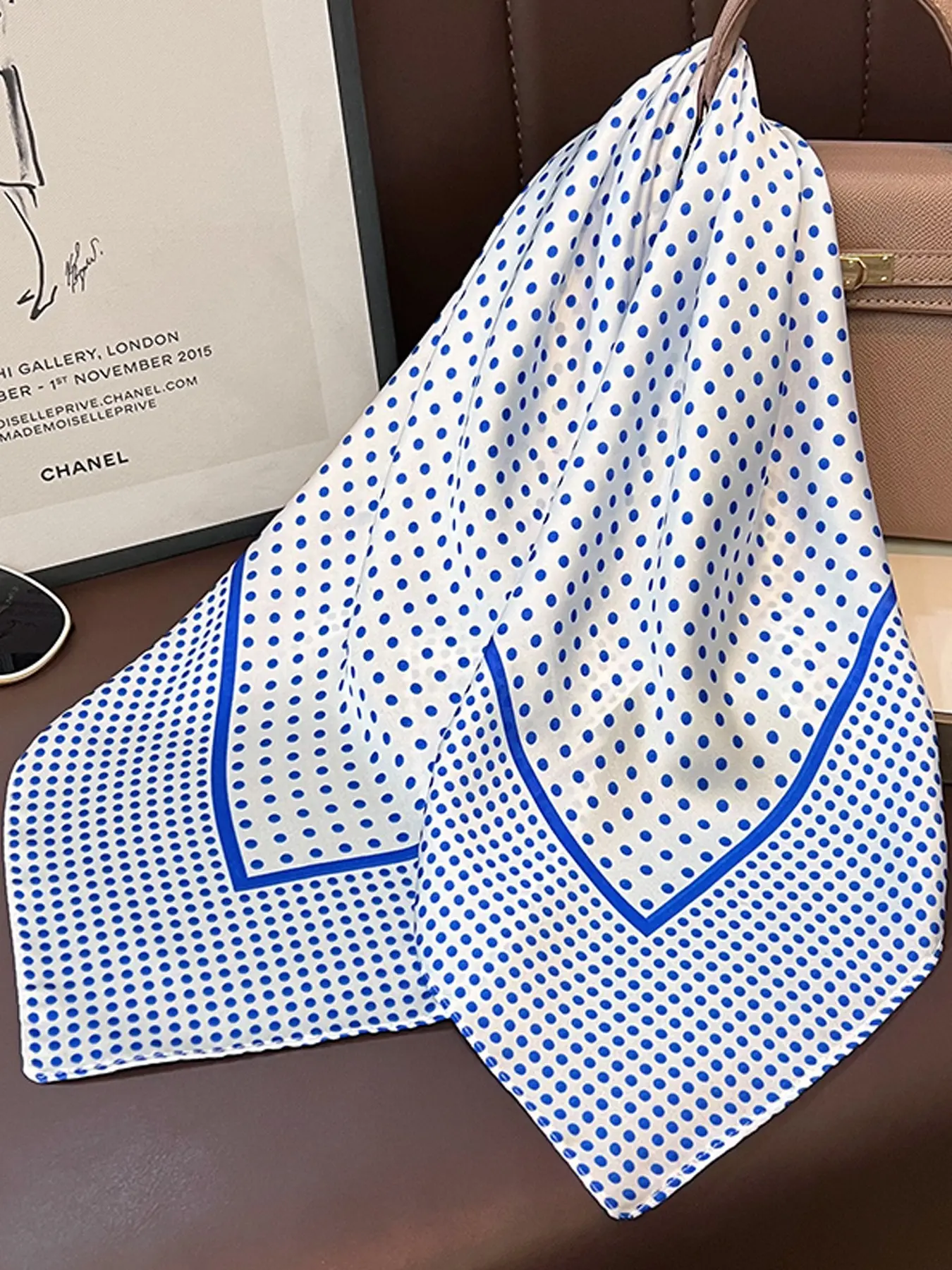 1~4pieces Double Layer Multi-Size Polka Dot Satin Square Scarf Wrap, Casual Loose-Fitting Silk Scarf for All Seasons, Boho Style Shawl, Fashion Accessory