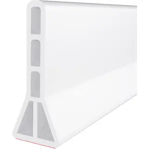 3" High Shower Threshold Water Dam 74 IN Collapsible Shower Water Splash Guard for Curbless Shower Barrier Water Stopper for Wet and Dry Separation Bathroom and Kitchen White