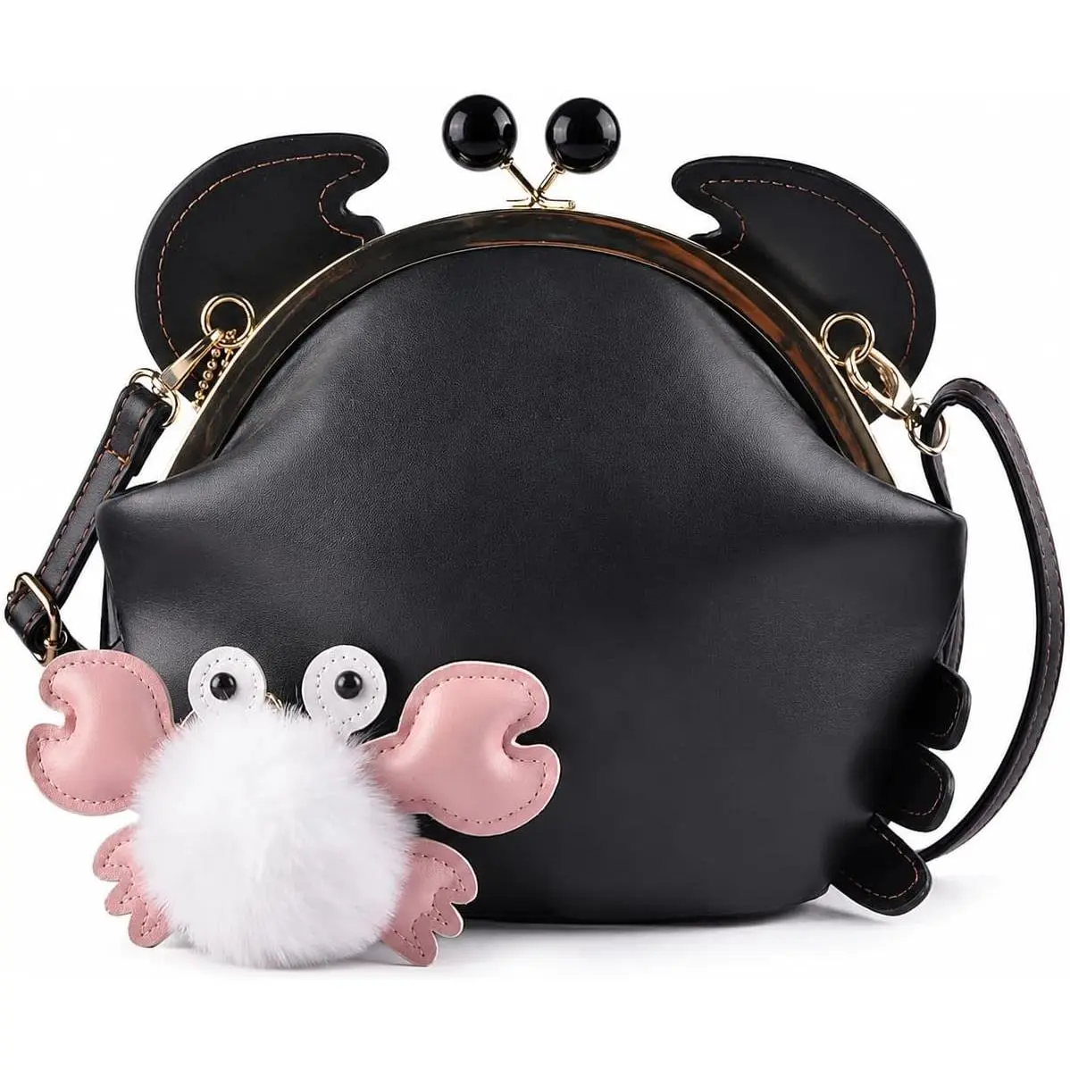 Crab Handbag Crayfish Shells Crossbody Bag Novelty  Shaped Purse Detachable  Bag for Women Girl