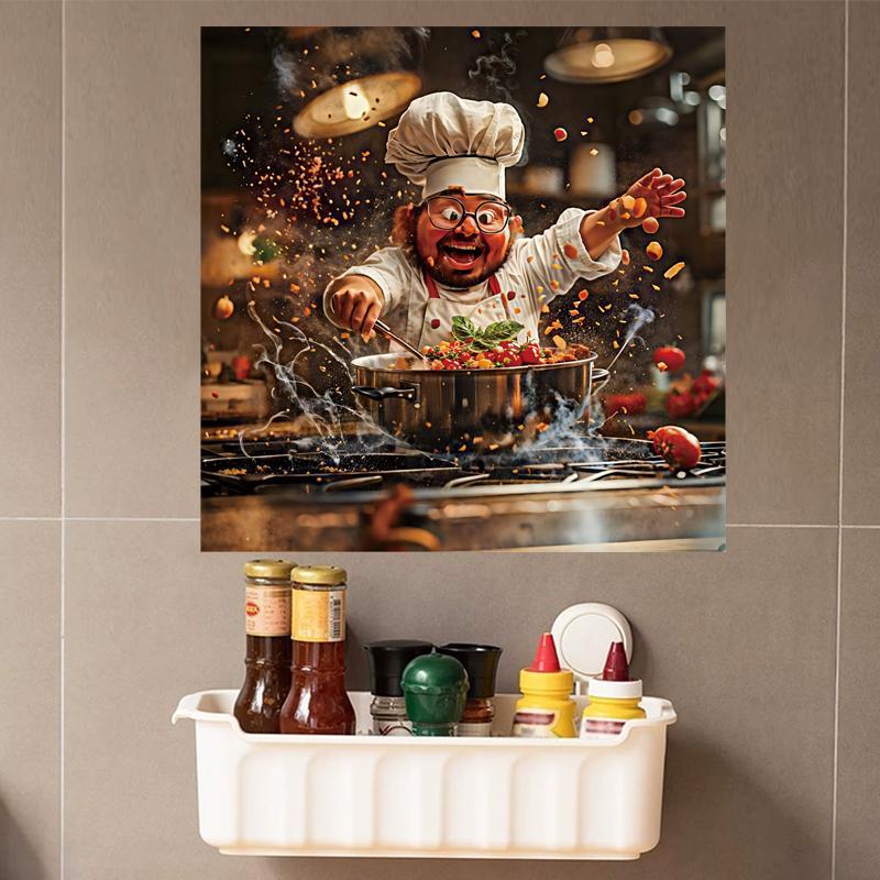 Cute Chef Pattern Kitchen Wall Sticker, 1 Count Removable Kitchen Wall Decal, Decorative Sticker for Home Kitchen Dining Room, Wall Art Stickers