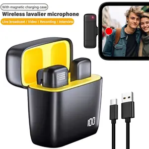 Wireless Lavalier Microphone with Charging Case, Noise Cancelling & Reverb for iPhone Android PC Video Recording Podcast Vlog YouTube Facebook TikTok Live Streaming Interview