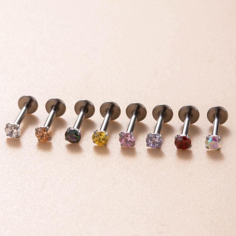 8 Pairs G23 Titanium CZ Internally Threaded Cartilage Stud Set, ASTM F136 Titanium Piercing Jewelry, Hypoallergenic Nose Studs for Sensitive Skin
