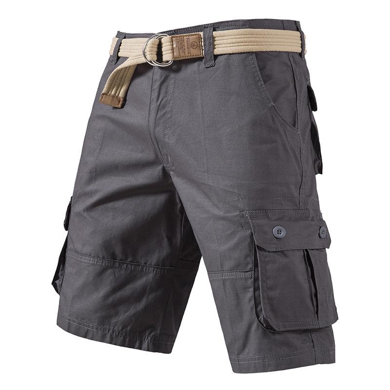 Men's Cotton Cargo Shorts, Multi-Pocket Relaxed Fit Knee-Length Casual Pants for Summer Outdoor Daily Wear