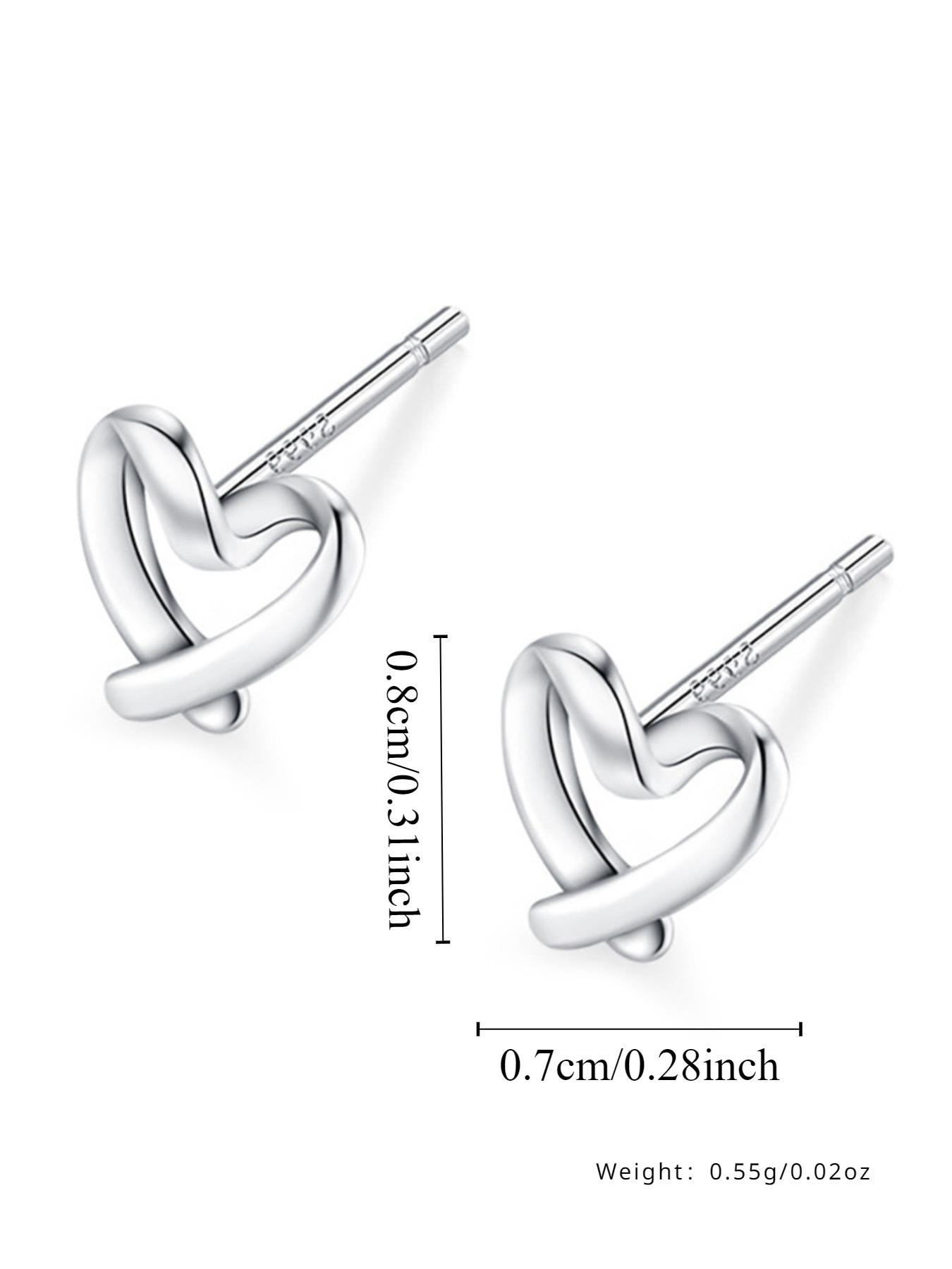 S999 Sterling Silver Hollow Heart Design Stud Earrings, Fashion Exquisite All-match Ear Jewelry for Girls Gift, Temperament Accessories for Daily Wear, Valentine's Day, Gift, Gifts for Wife, Pretty Studs, Heart Shaped Earrings