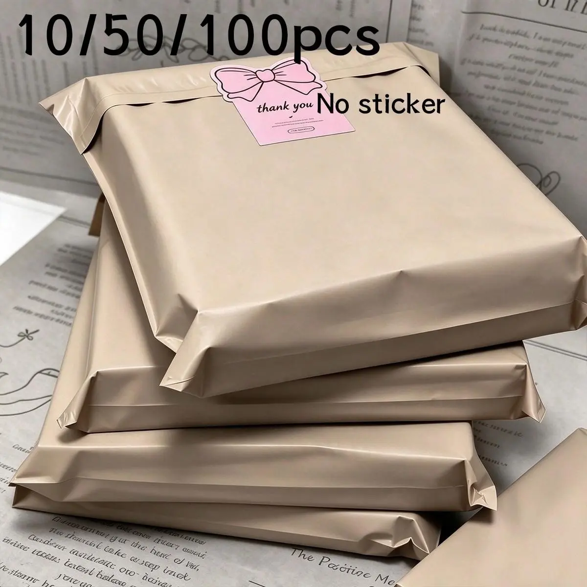 10/50/100 Pack Shipping Bags, Multi-Size Self-Stick Waterproof Mail Envelopes, Thick Plastic, Leak-Proof, Tear-Resistant, Office & Clothing Packaging