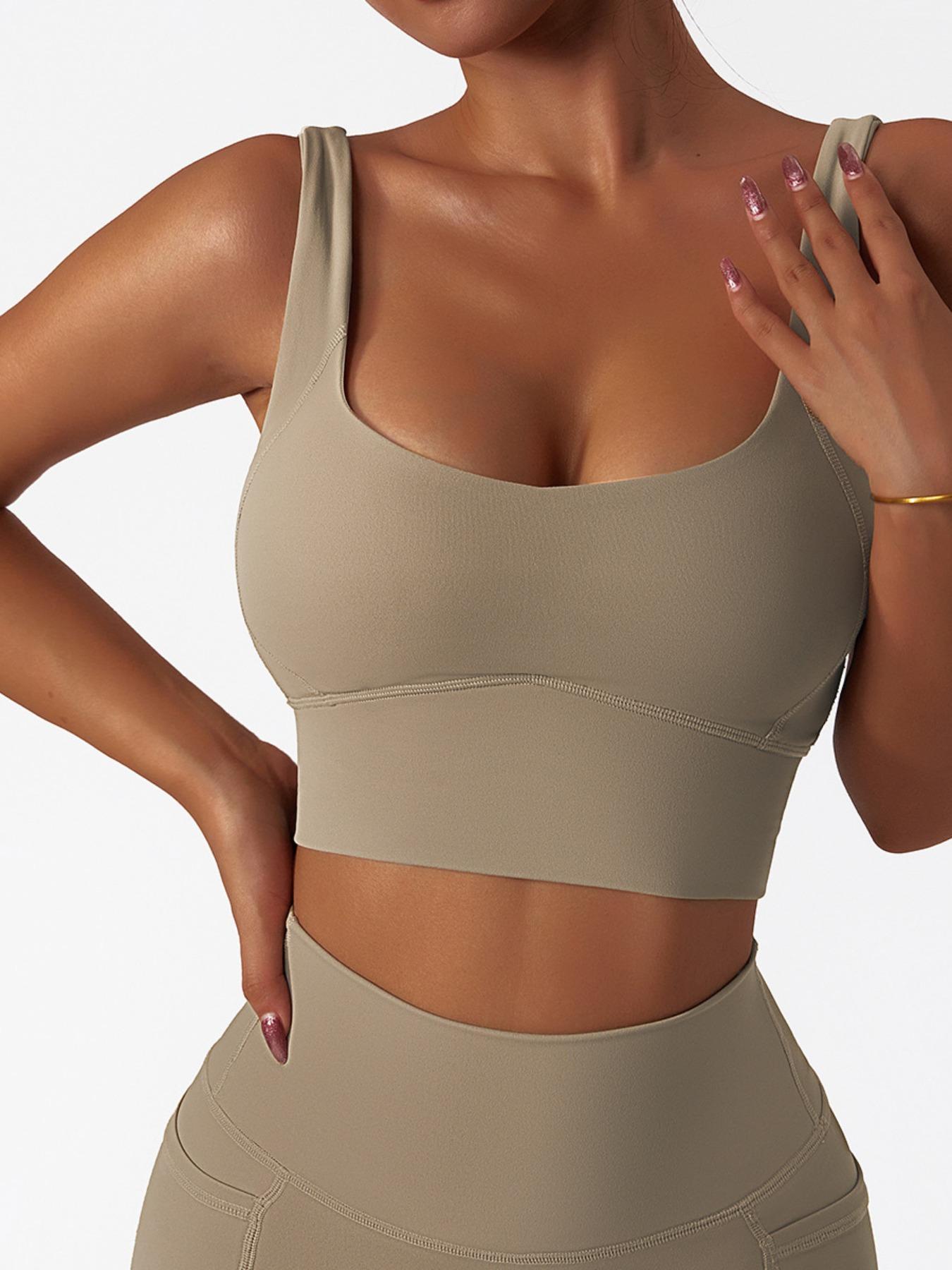 Sporty Women's Solid Color Sports Bra, Breathable Quick Drying High Stretch Sports Lingerie Top, Ladies Sportswear for Indoor Outdoor Wear, Gym Clothes