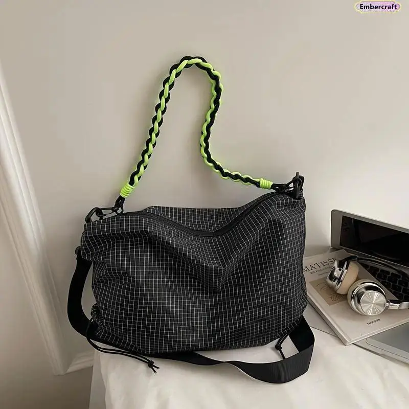 Adjustable Strap Nylon Crossbody Messenger Tote Bag - Bohemian Crossbody Purse, Boho Casual Shoulder Bag, Stylish Versatile Daily Use Purse