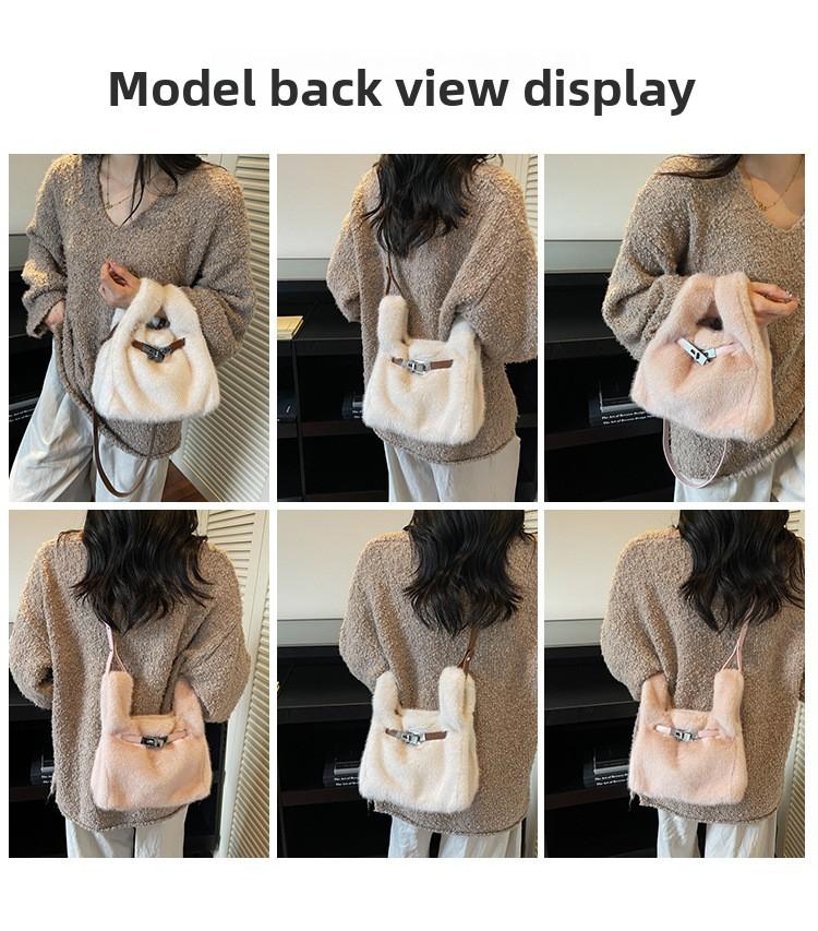 New Winter Faux Fur Top Handle Bag Korean Fashion Crossbody Bucket Bag for Women Comfortable and Versatile Texture Shoudler Bag