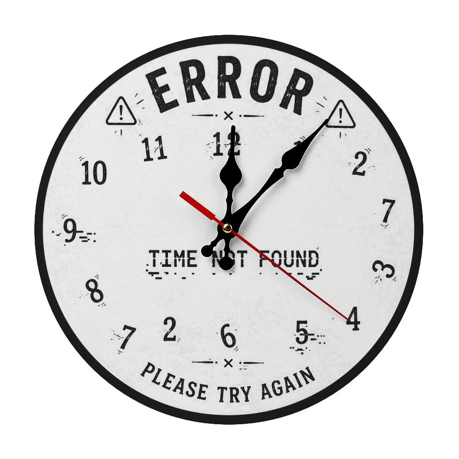 10 in Error Time Not Found Tech Novelty Wall Clock - Wall Mount, Easy Assembly, Office Accessories, Geek Retro Home Decor, Gift Ideas for Programmers, Tech Error