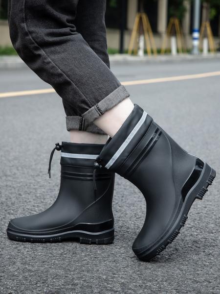Men's PVC Rain Boots, Waterproof Wellington Boots, Waterproof Ankle-Length Protective Shoes, Chemical Resistant Non-Slip Outdoor Work & Gardening
