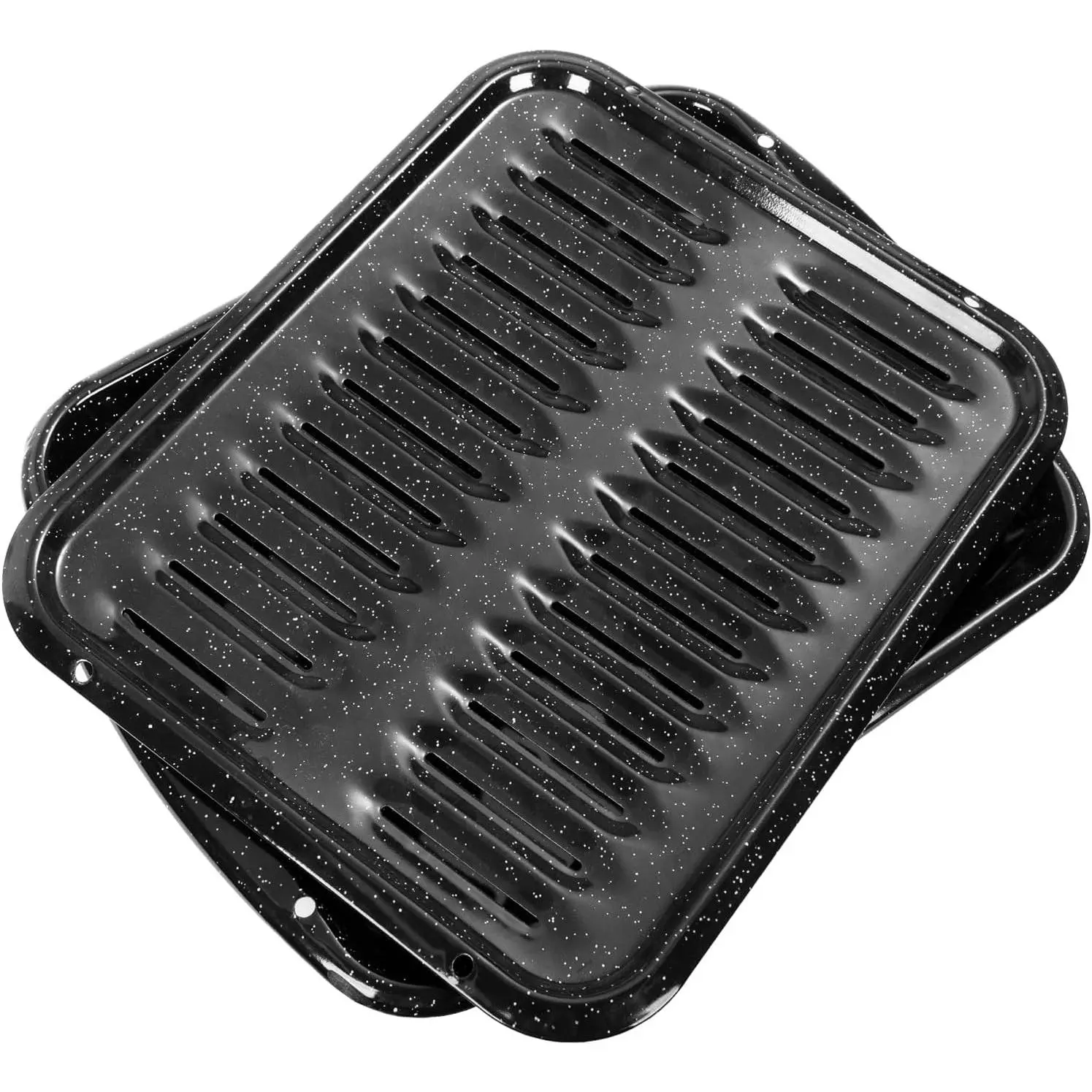 16.75" Broiler Pan for Oven with Rack, 2-Piece Thick Porcelain Enamel Roasting Pan Set, Heavy Duty Grill Pan & Drip Tray, Large Nonstick Oven Pan for Baking, Grilling & Roasting Bacon, Steak, Meats
