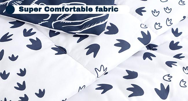 4 Pieces Dinosaur Toddler Bedding Set for Boys, Soft Breathable Toddler Comforter Set, Dino Print Navy, Includes Reversible Comforter, White Fitted Sheet and Flat Sheet, Pillowcase