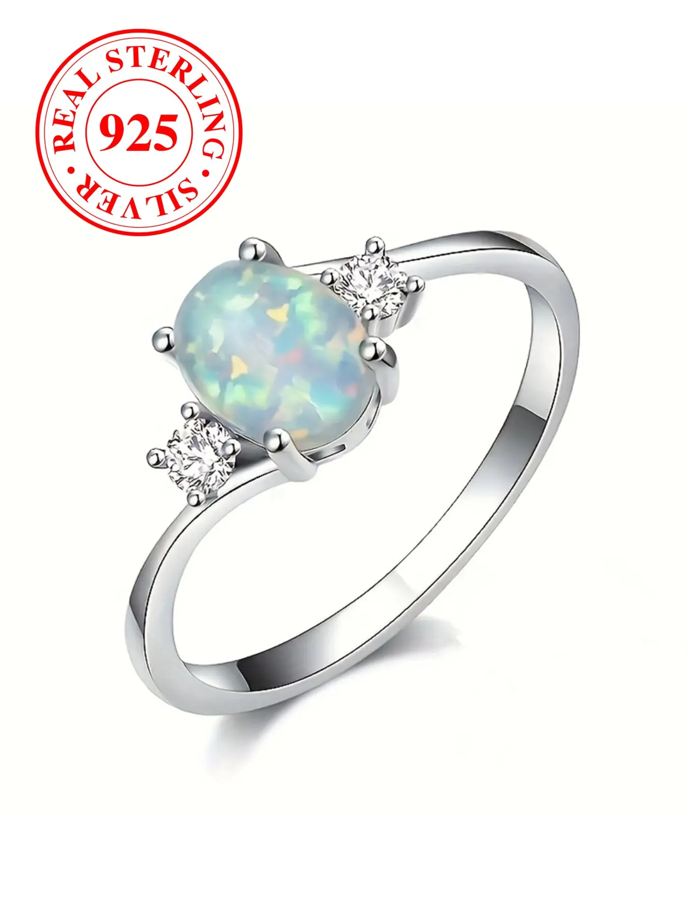 925 Sterling Silver Fashion Elegant Rhinestone Decorated Ring for Women Synthetic Opal Inlay, Fashion Jewelry for Party, Daily Clothing Decor, Trendy Exquisite Jewelry for Birthday Gift, Jewelry Rings, Unique Ring（with box）