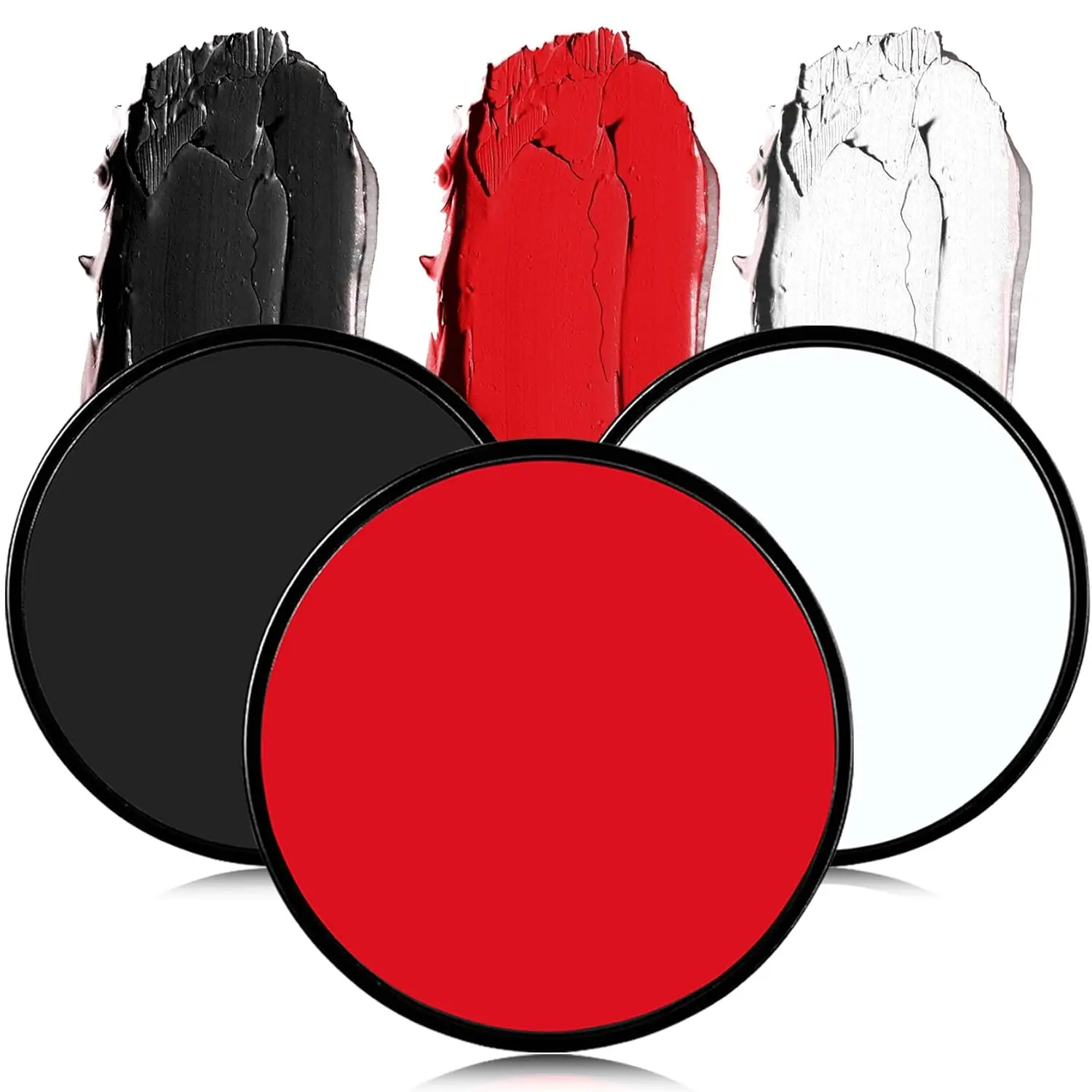 3Pcs black white red water-based face & body paint set, mild & easy to clean. Perfect for Halloween clown, zombie, cosplay and costume party makeup, Face Body Cosmetic