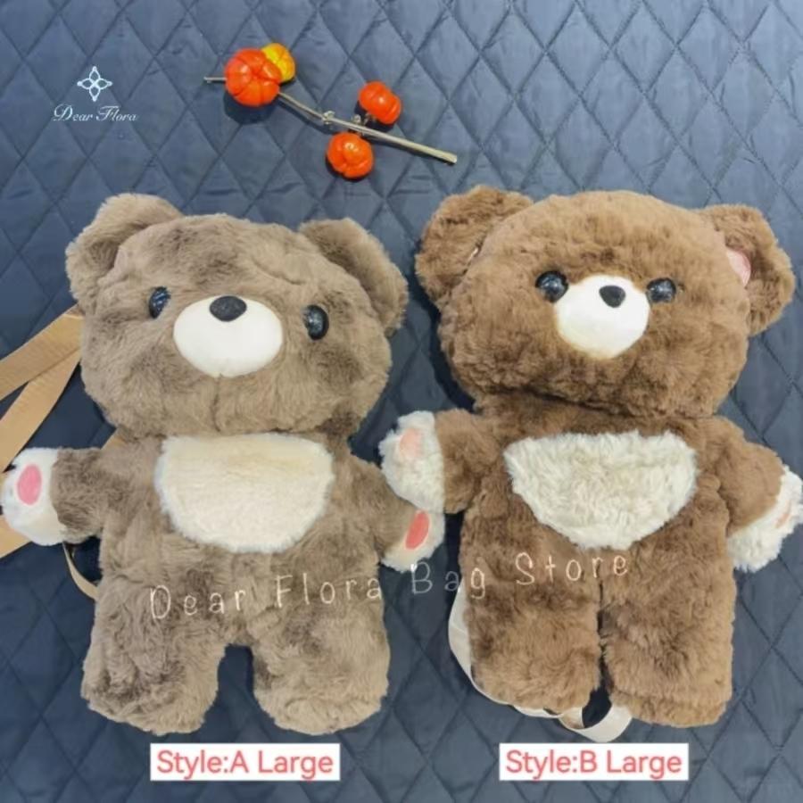 New Cute Plush Brown Bear Backpack Kawaii Soft Animal Knapsack High Quality Lolita Furry Shoulder Bag Fashion Girl Birthday Gift