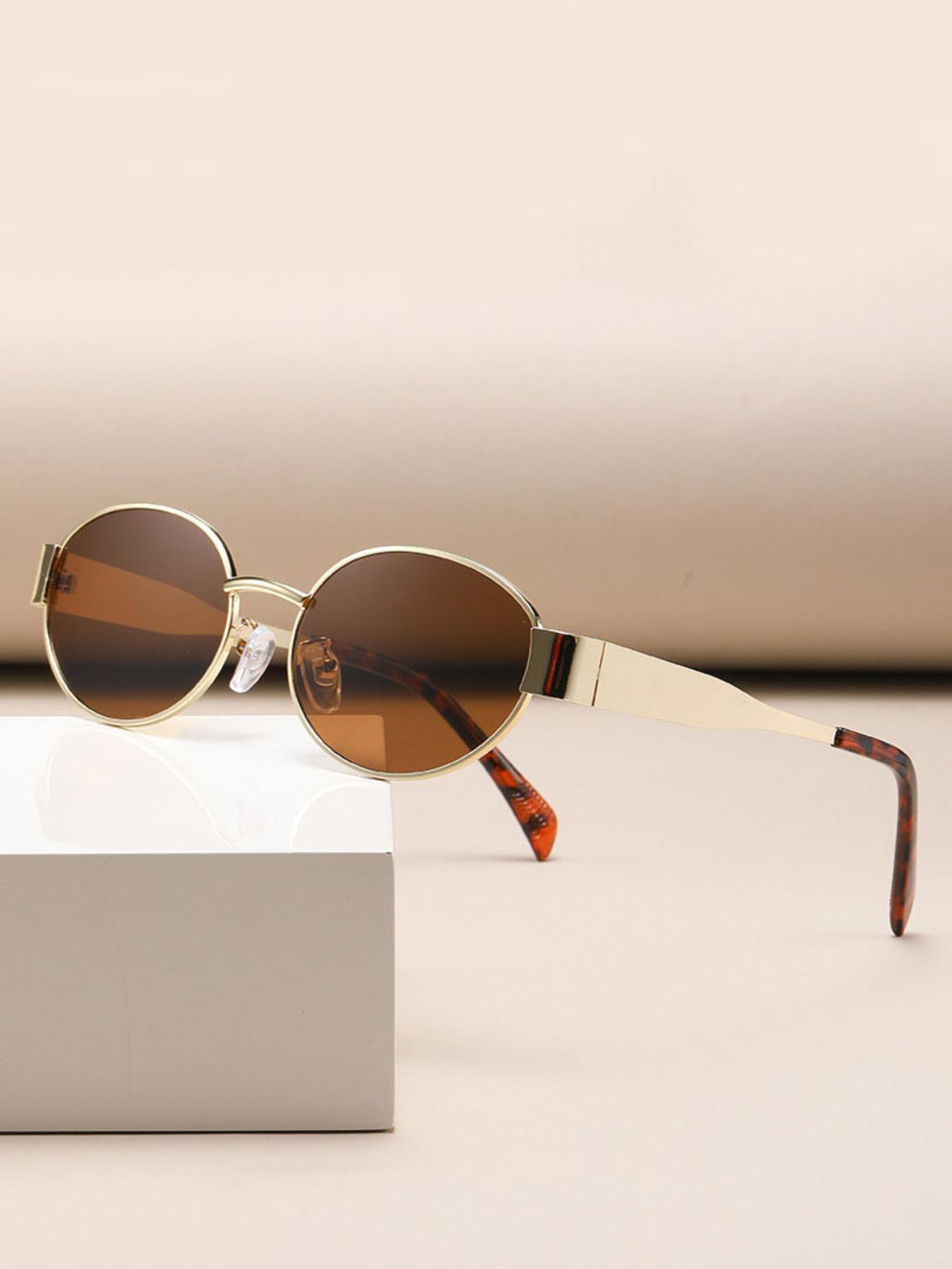 Women's Vintage Oval Frame Sunglasses, Trendy Casual Sunglasses for Everyday Use, Fashion Accessories for Outdoor Activities, Fashionable Sunglasses