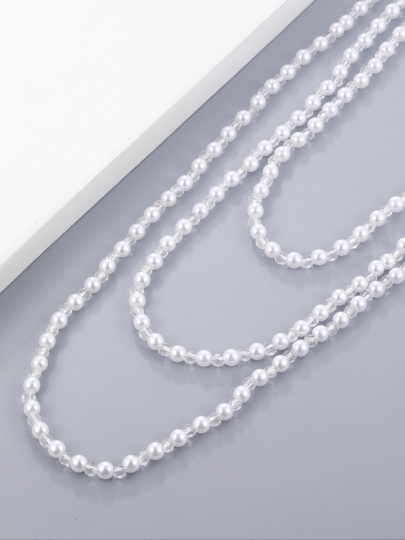 Women's Elegant Faux Pearl Decorated Tiered Layer Arm Chain, 2024 New Style Exquisite Trendy Arm Chain, Fashionable Body Jewelry for Party Decoration, Maximalist Jewelry