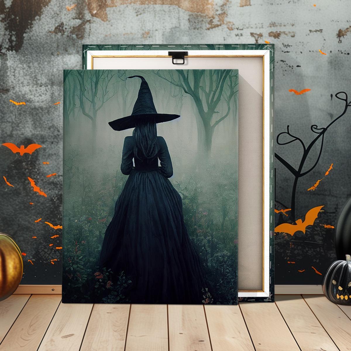 Ghost in The Bathtub Pattern Canvas Painting Framed, 1 Count Halloween Themed Modern Wall Art Painting, Wall Art Decor for Home Living Room Bedroom Office