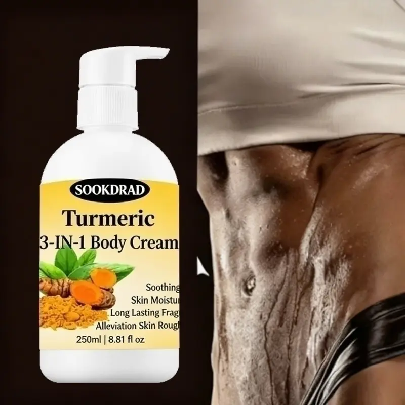 Natural Turmeric Body Cream, Long-Lasting Moisturizer, Smooths Rough Skin, Fragrant, 250ML, for Arms, Waist, Legs, Daily Care