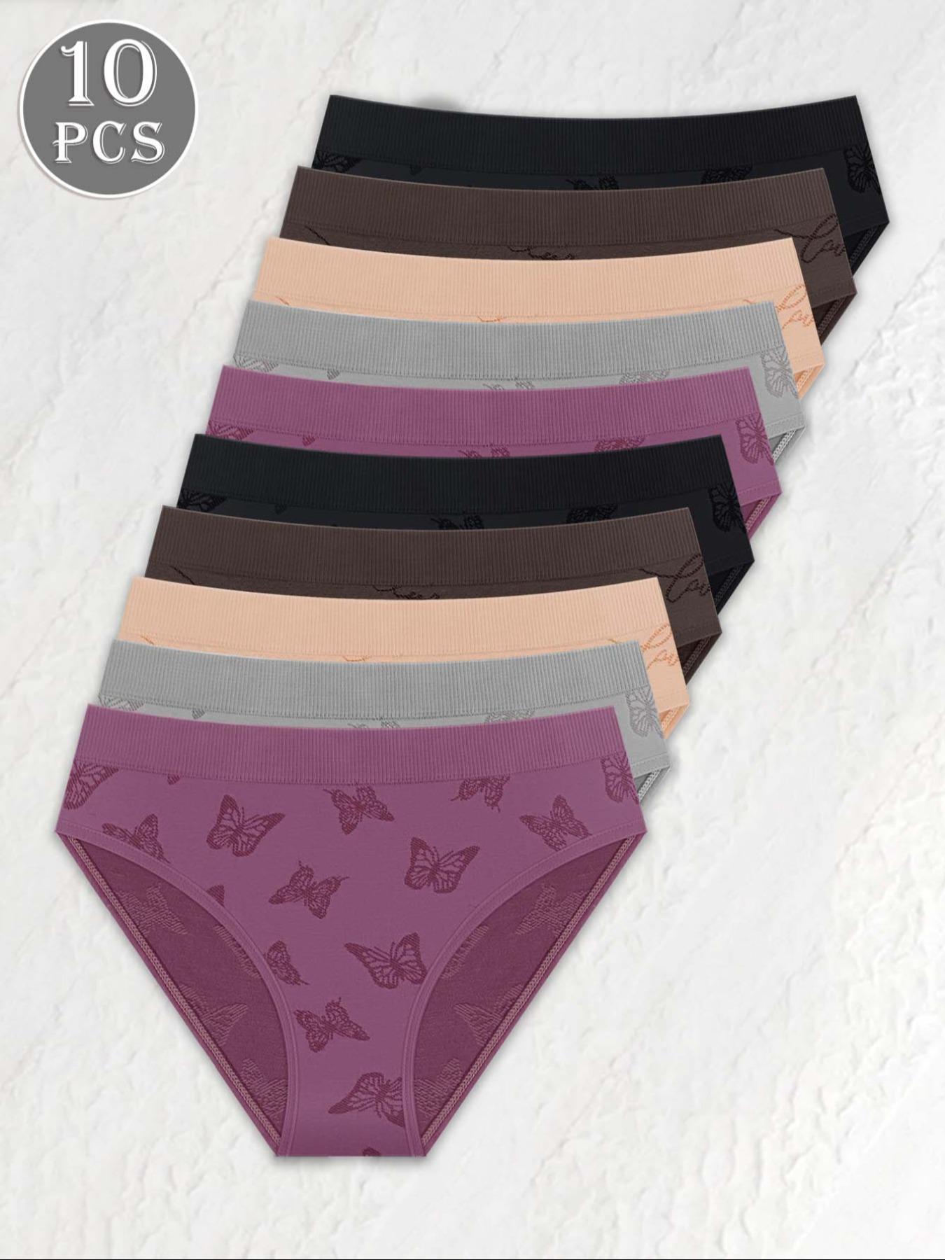 Women's Butterfly & Letter Print Brief, Soft Comfy Breathable Panty for Daily Wear, Underwear for All Seasons, Panties for Women