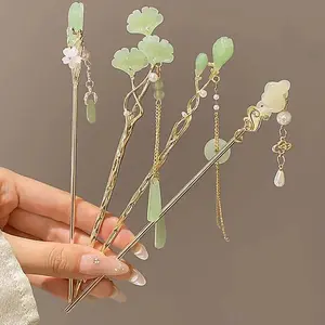 New Chinese Style Bamboo Tassel Hair Stick for Women 2026 New Trendy Flower Leaf Long Hanfu Hairpin Headwear Hair Accessories