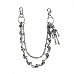 **6-in-1 Skull Wallet Chain Set | Metal Keychain + Belt Extender + Bag Charm | Unisex Vintage Backpack Accessories | Punk Rock Gift Se**