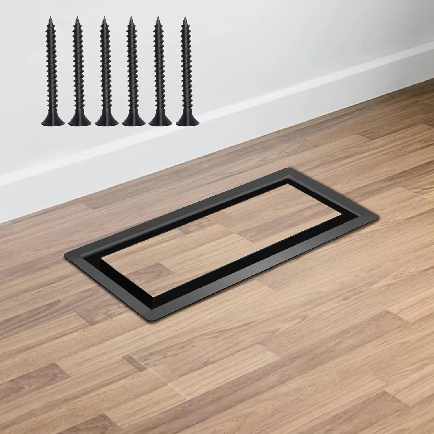 4" x 12" Floor Vent Cover, Steel Floor Register, Adjustable Airflow, 1 Pack | Heavy Duty Decorative Air Vent Covers with Screws for  Tile  Floor and Wall, Tool-Free Install,  Airflow, Black