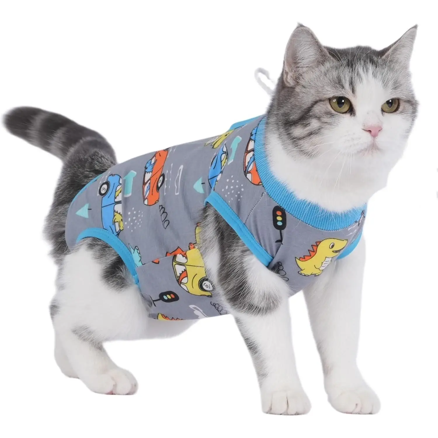 Cat Recovery Suit Cat Onesie for Cats After Surgery Female Male Spay Kitten Neuter Surgical Bodysuit Post Surgery Cone of Shame Alternative Anti Licking (Gray, Large)