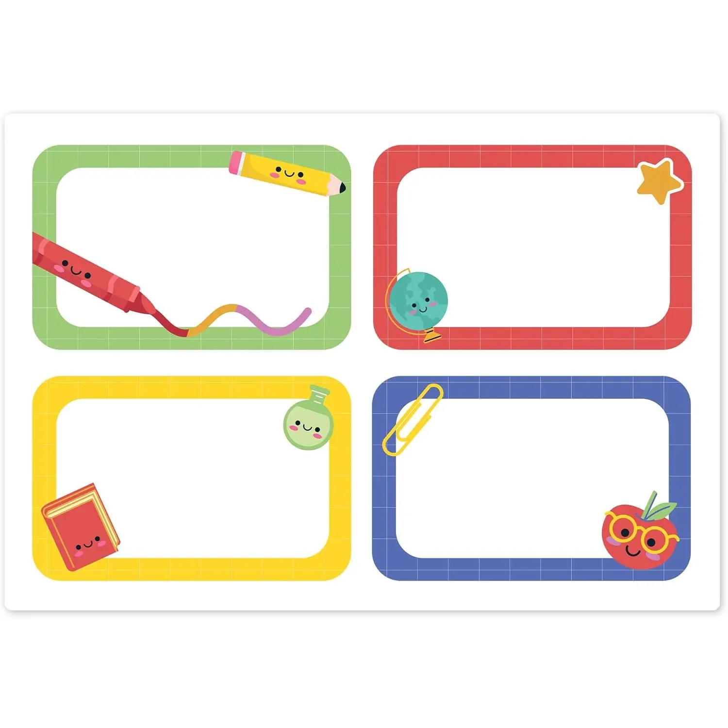 Happy School Days  to School Name Tag Stickers 80 count | 2x3in name tag labels for classroom, cubby labels, school supplies, clothes and teacher use