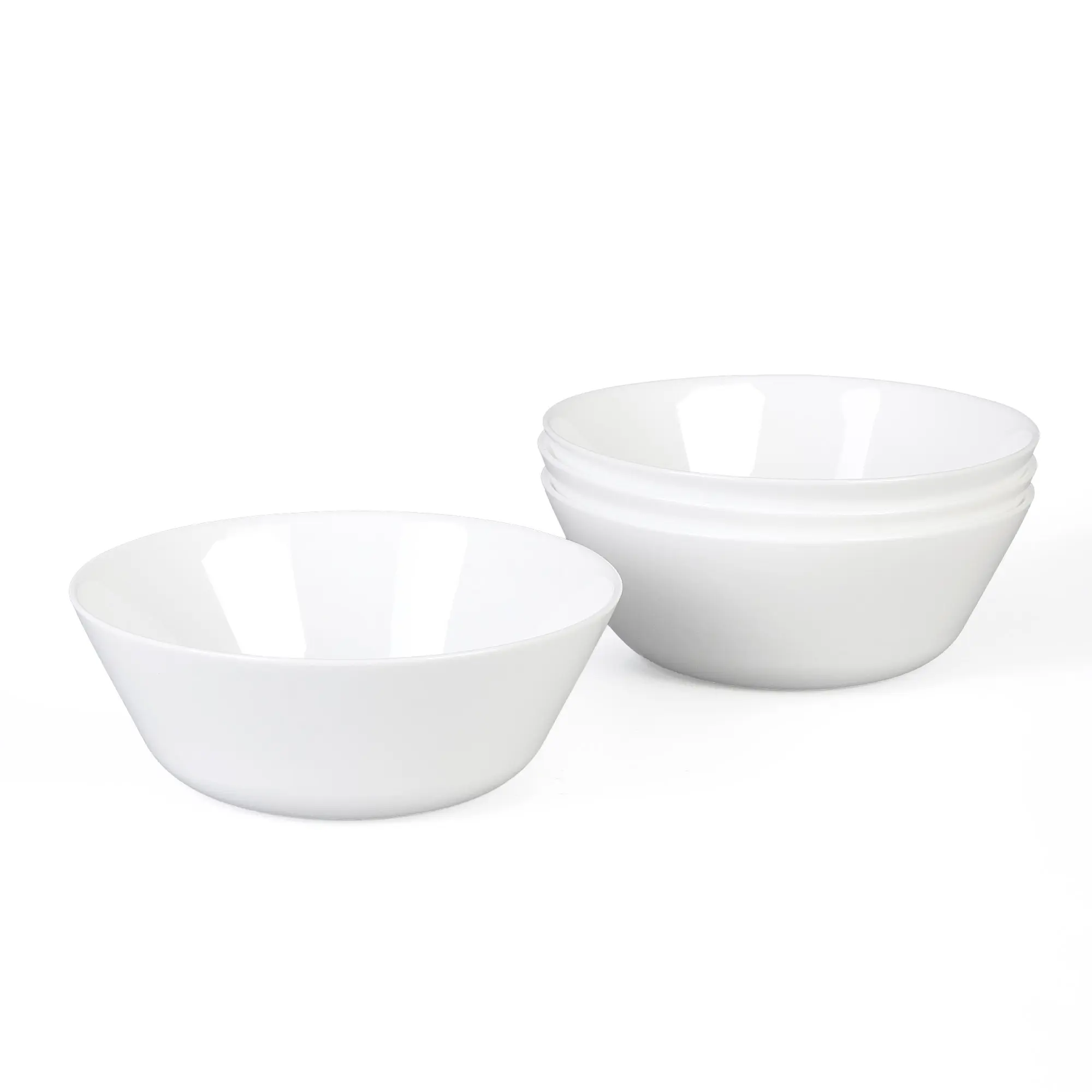 16OZ White/Black Opal Glass Cereal and Soup Bowl Set of 4, 6 inch Dishwasher & Microwave Safe Round Bowls for Salad and Rice Lightweight  Classic Tableware Dinnerware Noodle