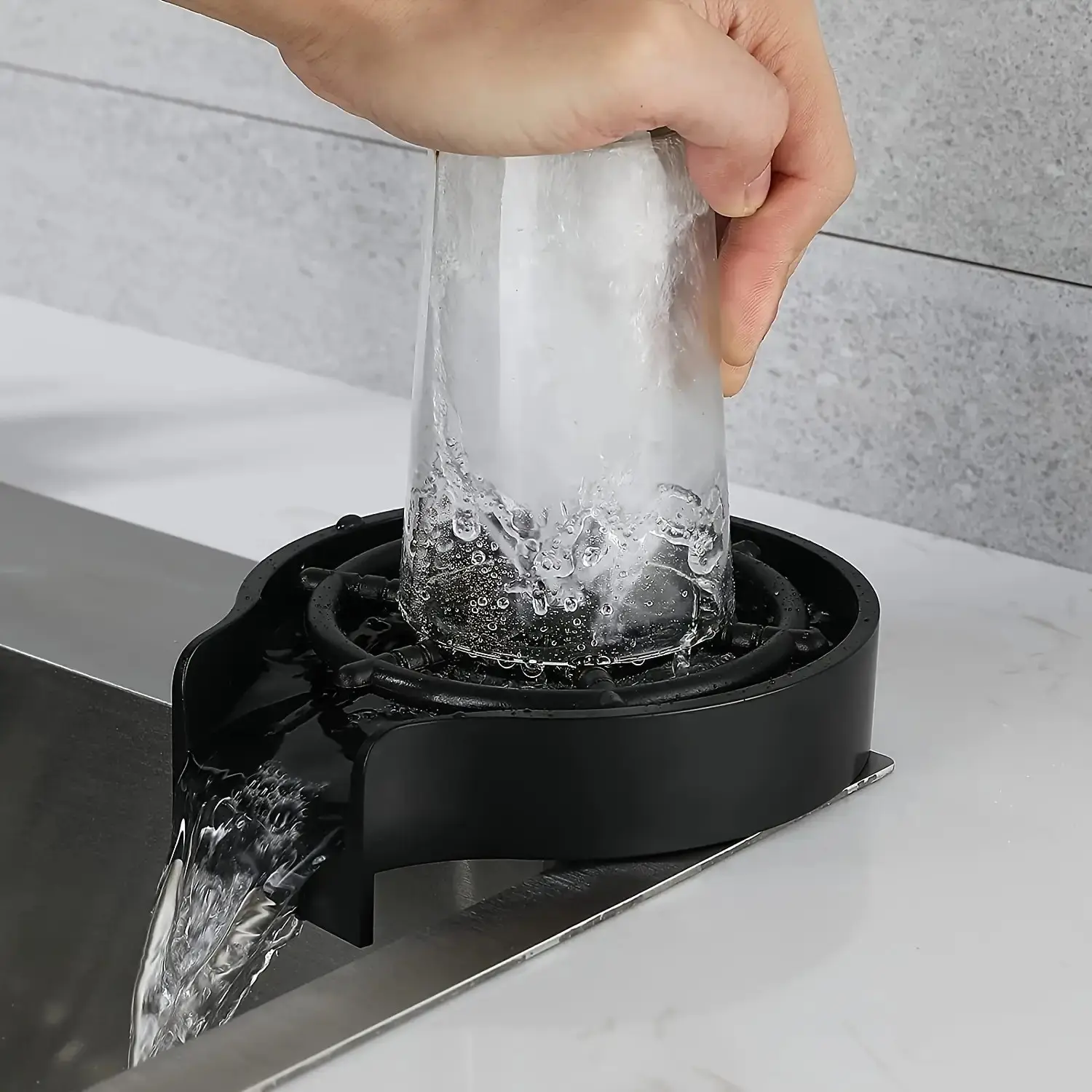 Easy Install Automatic Cleaner, Uses 19.69 Inch High-Pressure Hose, Quick Clean Kitchen Faucets, Glassware, Water Bottles, No Power Needed