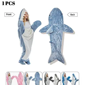 Shark Wearable Hooded Blanket, Ultra-Soft Flannel Sleeping Bag, Cozy Plush Loungewear for Adults & Kids, Multi-Color, Halloween Cosplay #GLOBAL PICKS