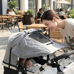 Universal High Landscape Stroller Sunshade, Bidirectional Baby Umbrella, UV Protection, Heat Insulation, No Stroller Included