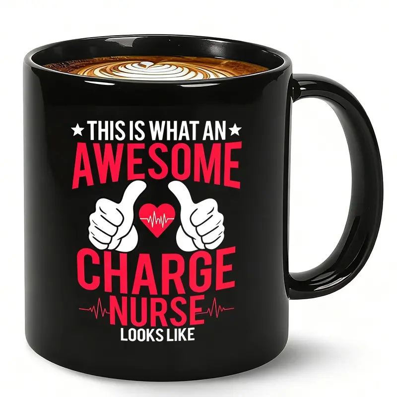Funny Charge Nurse Coffee Mug - Black Ceramic Tea Cup"Awesome Charge Nurse Looks Like" . RN Nurse Appreciation Gift for Medical Staff. Perfect Birthday, Christmas, or Nurse Week Present for Nursing Coworkers.