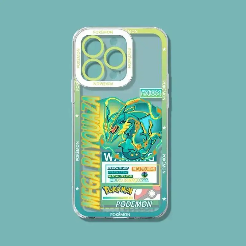 Custom Protective M-Mega Gardevoir Rayquaza Anime Phone Case, Compatible with iPhone 17 Air 16 15 14 13 12 11 Pro Max Plus  Series Mobile Accessories