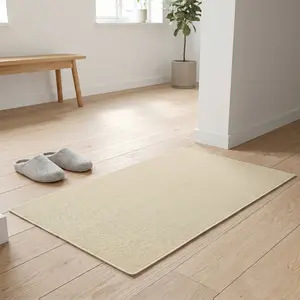 43×75cm Khaki Faux Linen Indoor Doormat, 0.15 Inch Low Profile Water Dirt Absorbent Door Mat with Non-Slip Rubber Backing, Easy Clean Rug for Front Door Kitchen High Traffic Areas