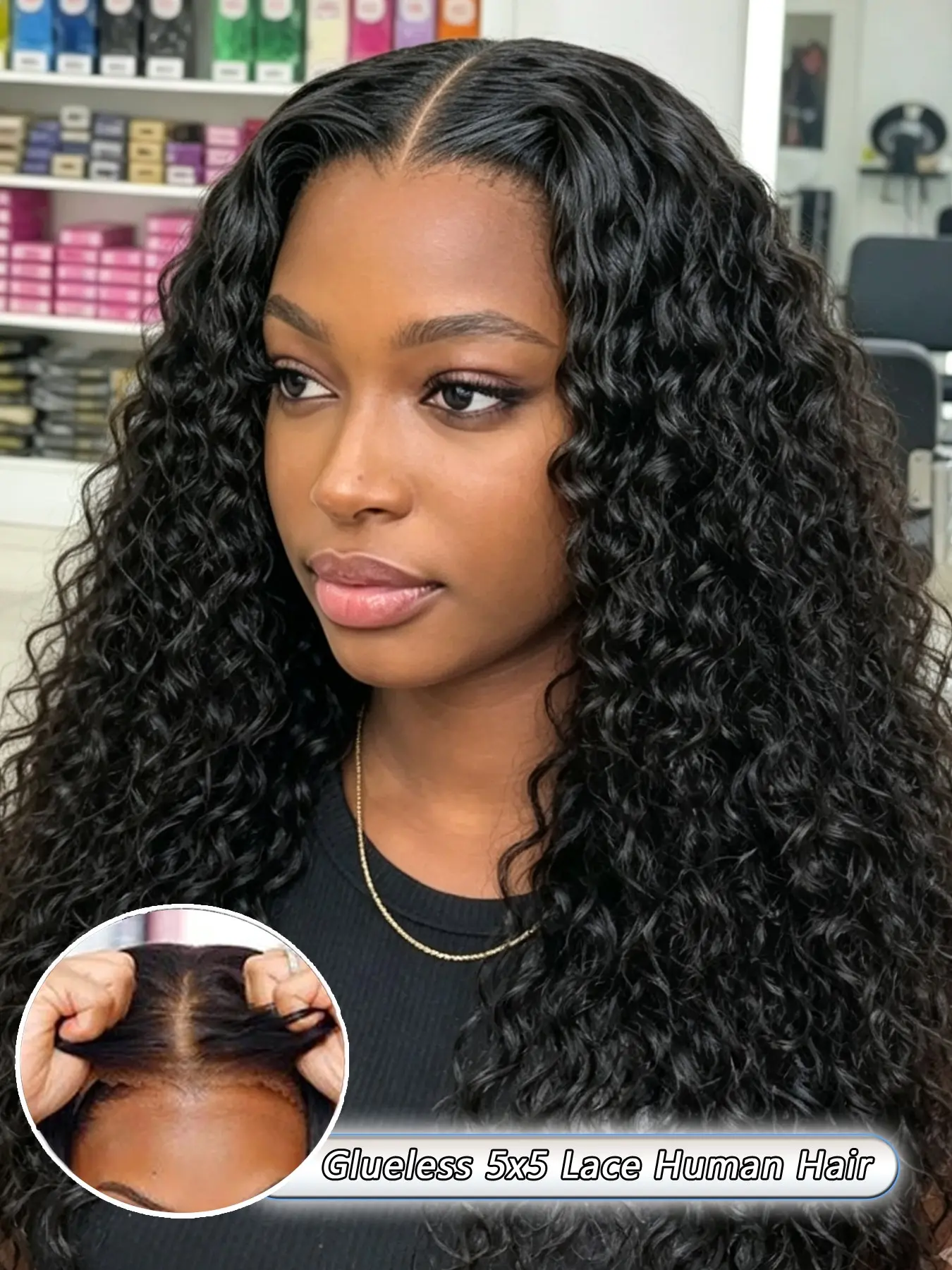 20–28 Inch Jerry Curly Human Hair Wig, Full Bouncy Curls with 5x5 Glueless Lace Closure, Wear and Go Easy Install, Soft Fluffy Texture, Natural Volume and Comfortable Daily Style for Women