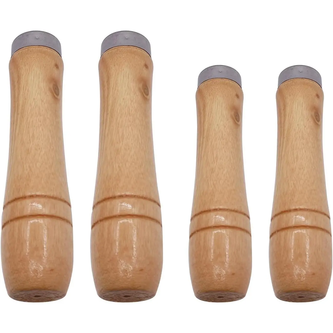 Wooden File Handle with  Metal Collars, 4 count Hand Drill File Handle  Tool Craft, 2 count for 6"-8" File and 2 count for 10"-12" File