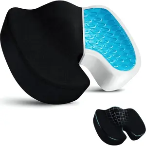 Gel & Memory Foam Seat Cushion for Office Chair Car & Home Ergonomic U-Coccyx Cushion for Tailbone Sciatica & Back Pain Relief Non-Slip Washable Cover Doctor Recommended