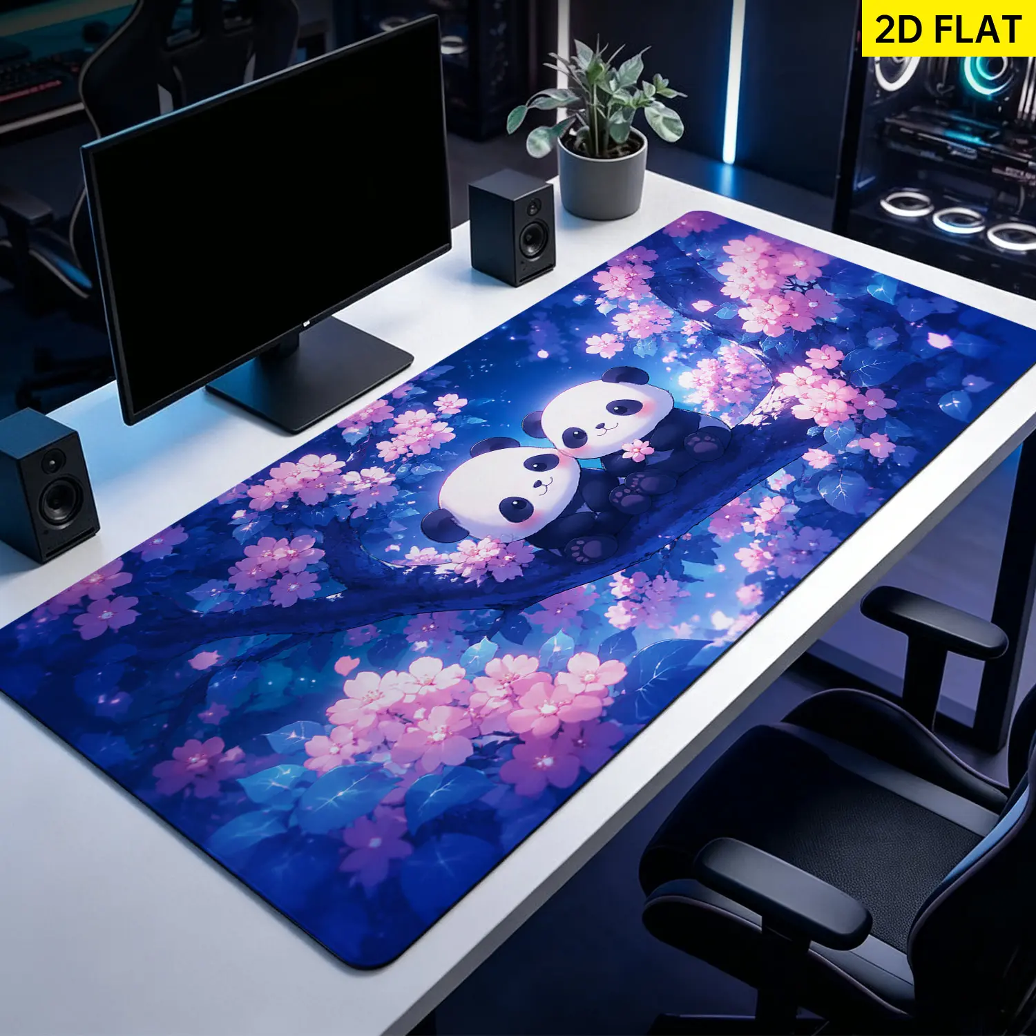 Extra Large cute panda cherry blossom Mouse Pad,Non Slip Rubber Pad,Desktop Decoration Drotection Pad,Washable,Lock Edge Multi Size,Premium Multipurpose Mousepad For Home,Office,Gift for Family and Friends