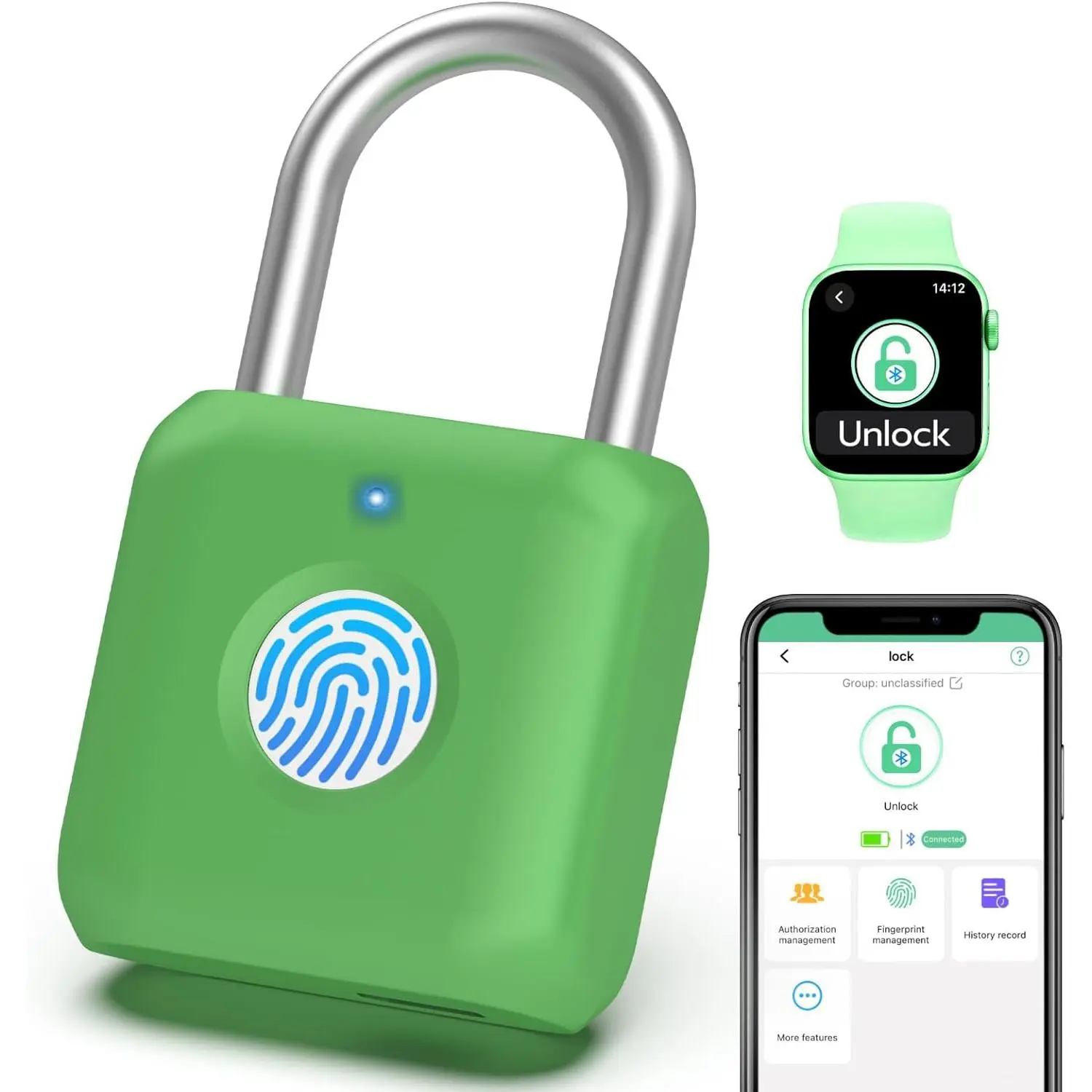 Fingerprint Padlock,Gym Locker Lock,Smart Padlock with APP Unlock,Fingerprint Lock USB Rechargeable for Gym Locker,Locker, School,Storage, Luggage