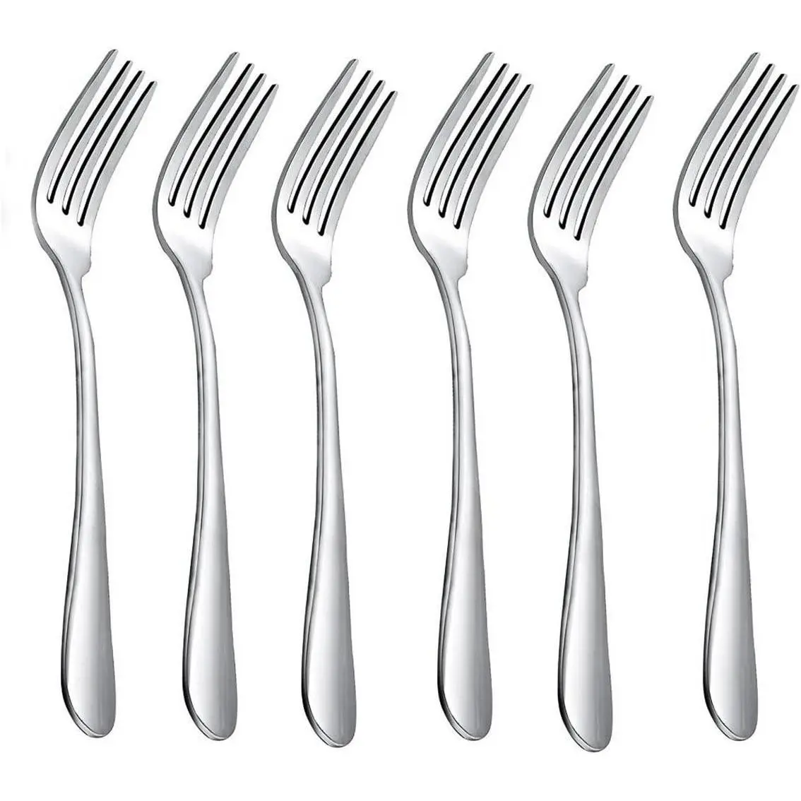 6- Dinner Forks Set 4 Tines Table Fork Flatware Stainless Steel Mirror Polishing 7-Inch 18cm, Ideal for , Kitchen and Restaurant