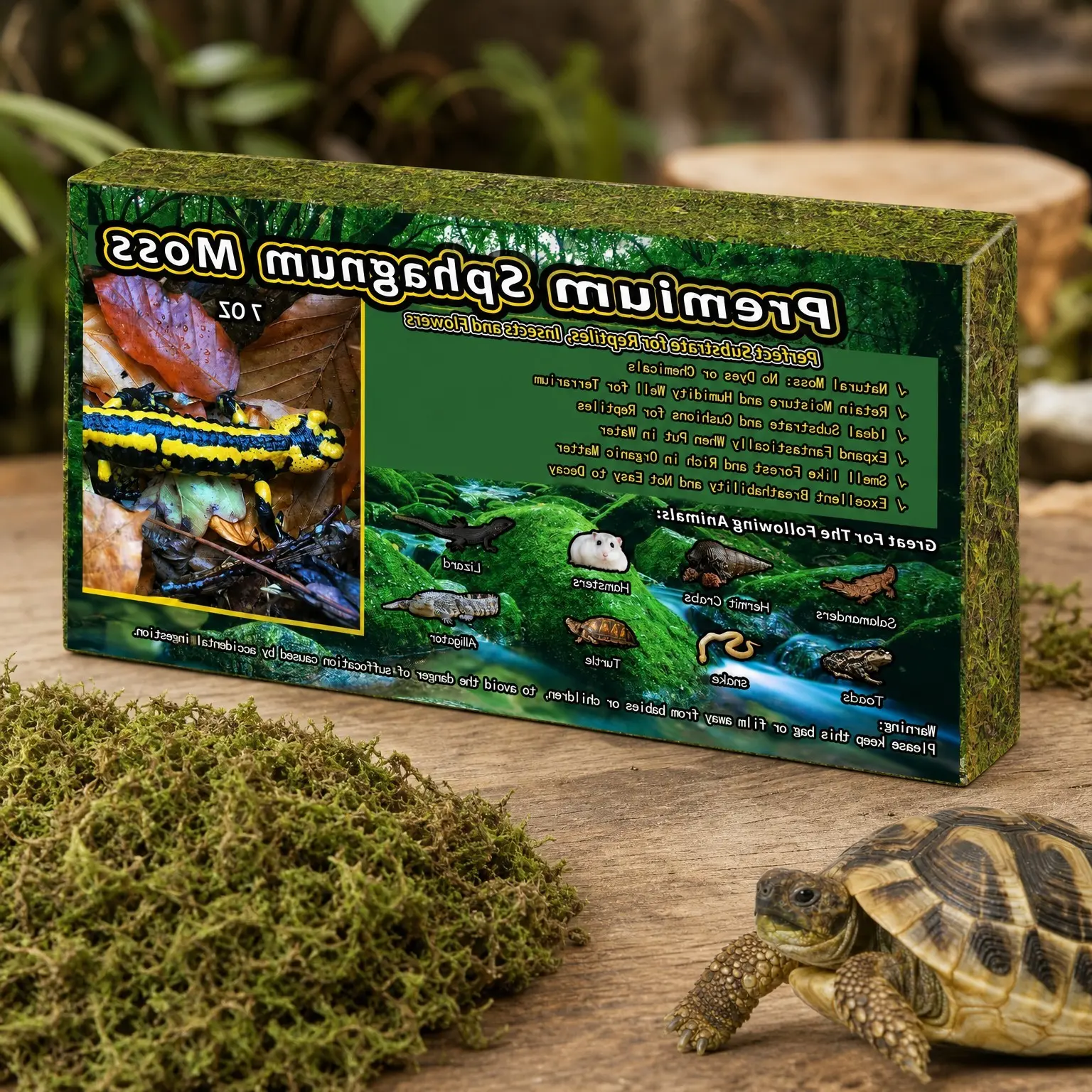 7 OZ Natural Sphagnum Moss for Reptiles, Terrarium Substrate Bedding | High Expansion, Moisture Retention, Helps Shedding, Long Fibered Dried Moss for Leopard Gecko, Snake, Frog, TurtleGift